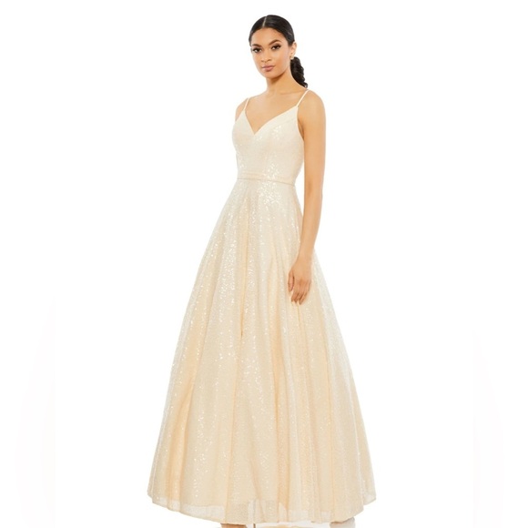 Mac Duggal Cream Sequin Gown - Picture 1 of 7